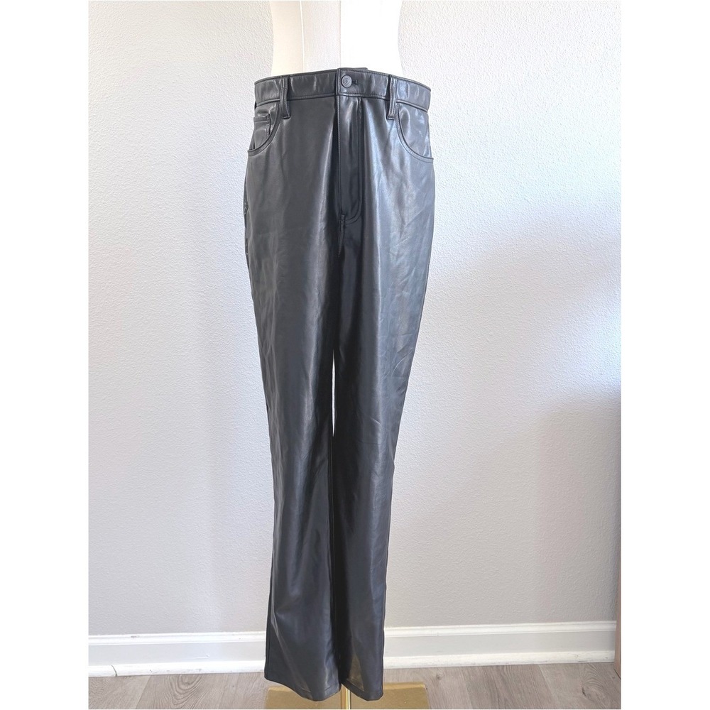Abercrombie Curve Love 90s Straight Ultra High Rise Pants 31 Black Faux Leather
